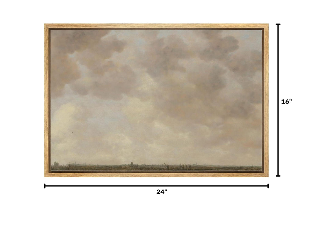 Framed Canvas Print Wall Pastel Gray Cloud Country Skyline Nature Wilderness Illustrations Realism Decorative Scenic