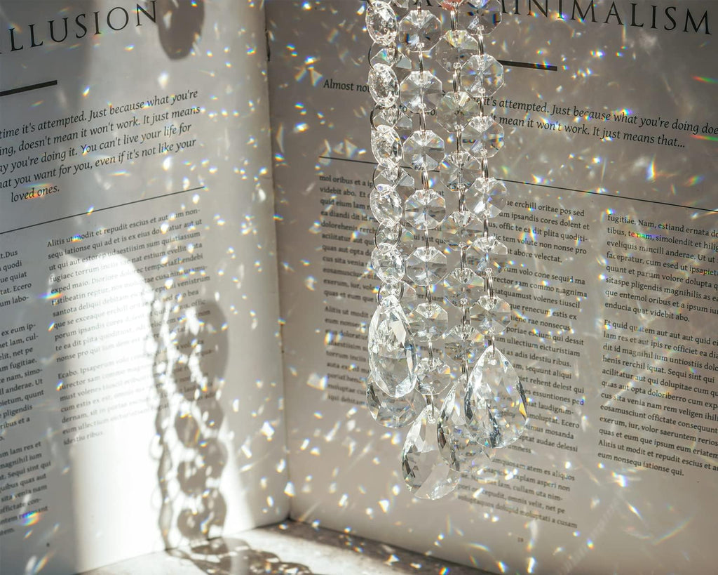 1ft 10pcs Teardrop Crystals Garland, Crystal Chandelier Replacement Pendant - Clear Crystal Teardrop Prisms