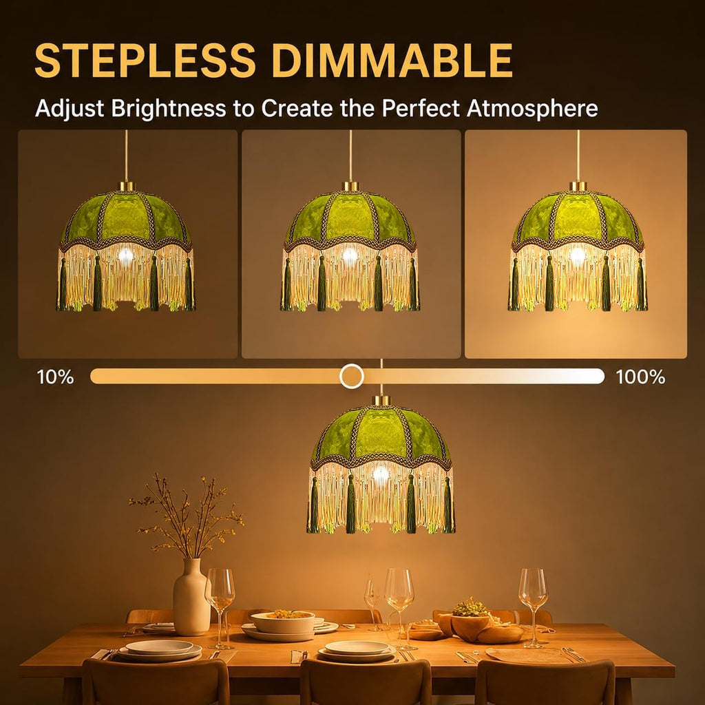 Plug in Pendant Light Fringe Hanging Lights with Plug in Cord Green Hanging Lamp Gold Mid Century Modern Vintage