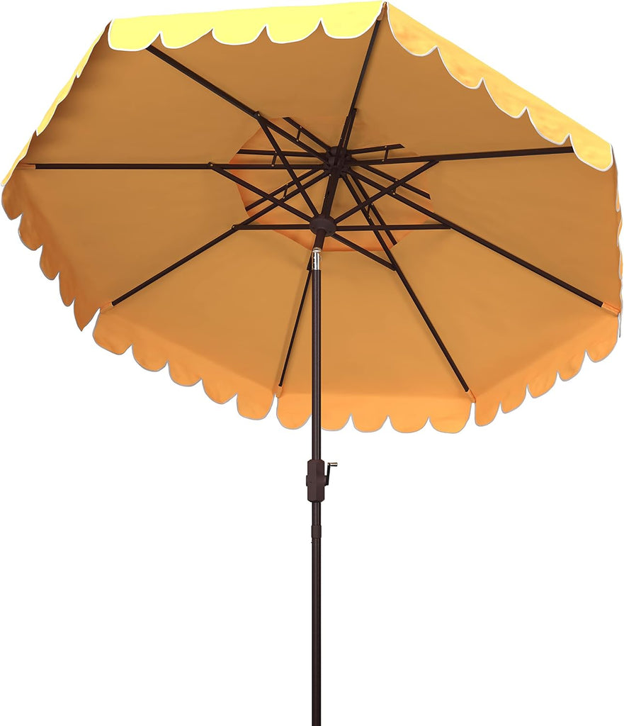 9ft Round Double-Top Patio Umbrella with Crank Lift & UV Protection - Yellow