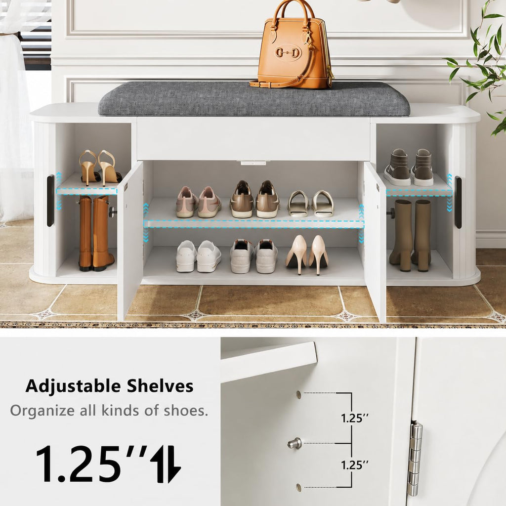 Entryway Shoe Storage Bench with Cushion, Lift Top Storage Cabinet