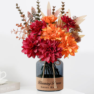 Fake Fall Flowers in Vase, Faux Flowers in Vase, Fall Floral Arrangement, Fall Centerpieces for Tables, Artificial