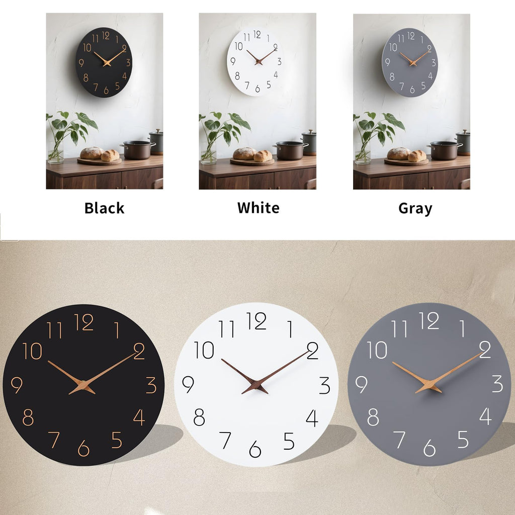 Wall Clock 14" Battery Operated Silent Non-Ticking Simple Modern