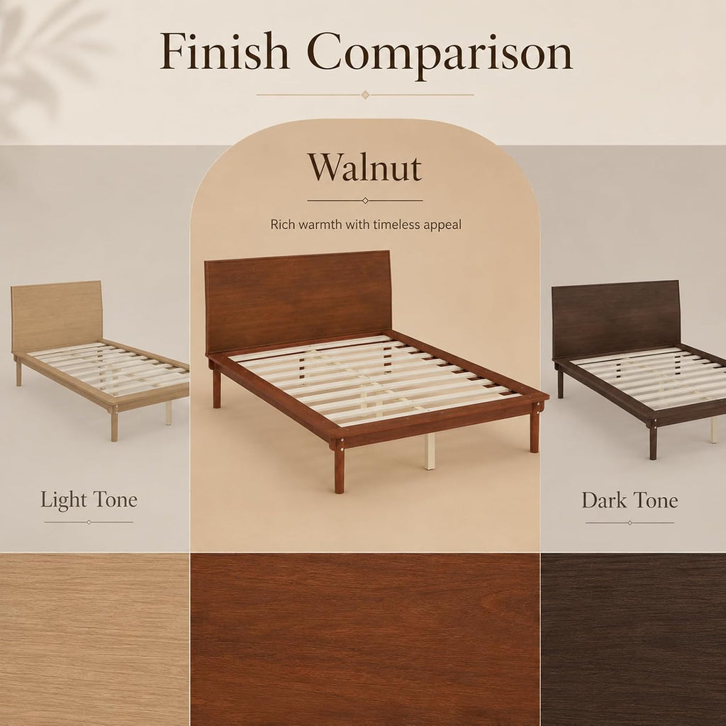 Wood Bed Frame with Headboard & 8.8" Under Bed Storage