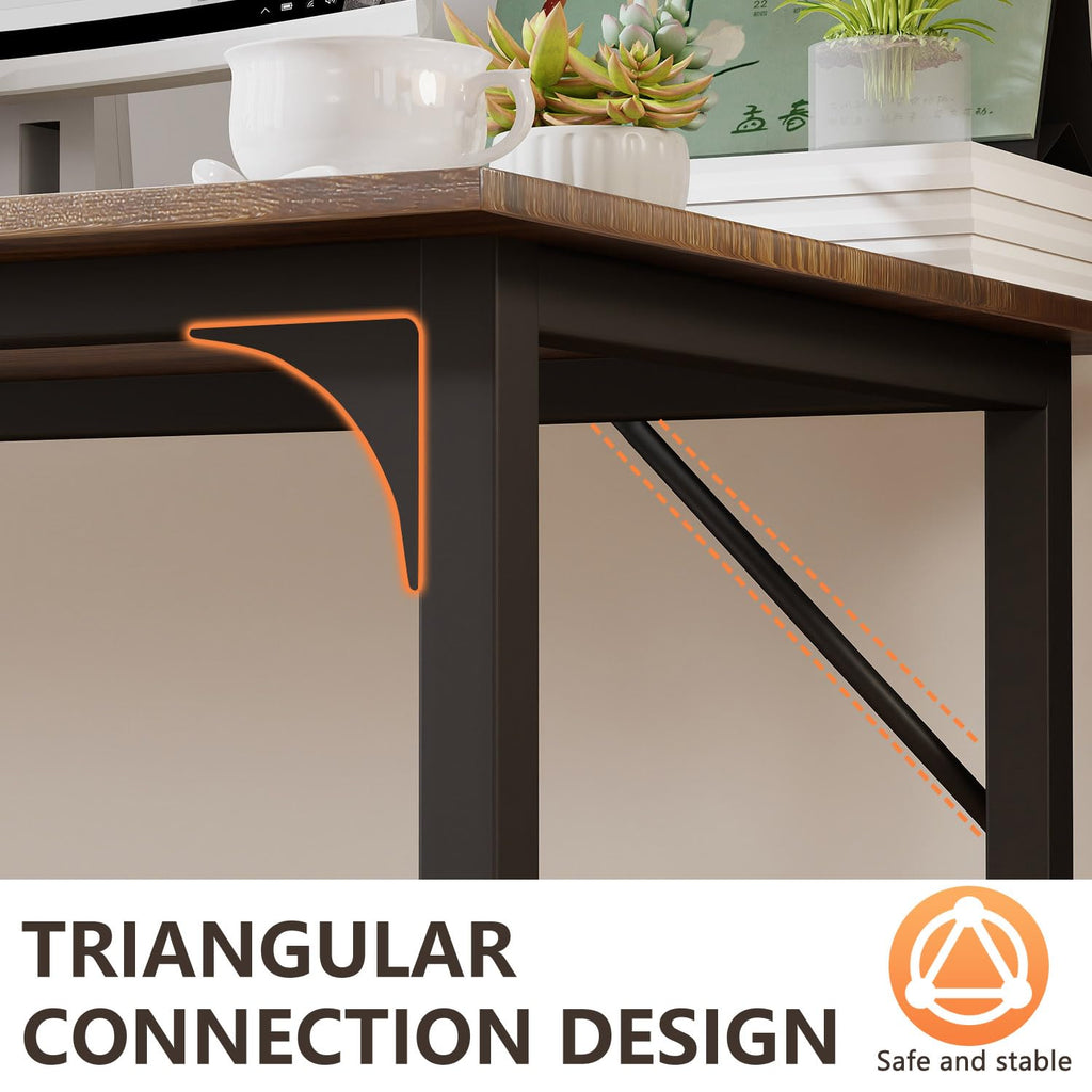 Computer Desk, Home Office Desk, Modern Simple Style Study Writing (Brown, 63 Inch)