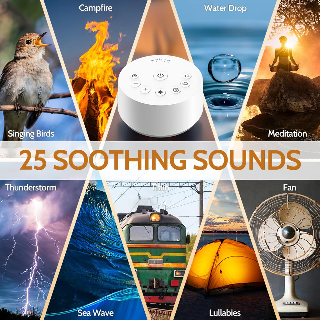 Sound Machines Sleep White Noise Machine with 25 32 Volume Levels 5 Timers and 4 Sound Categories and Memory Function