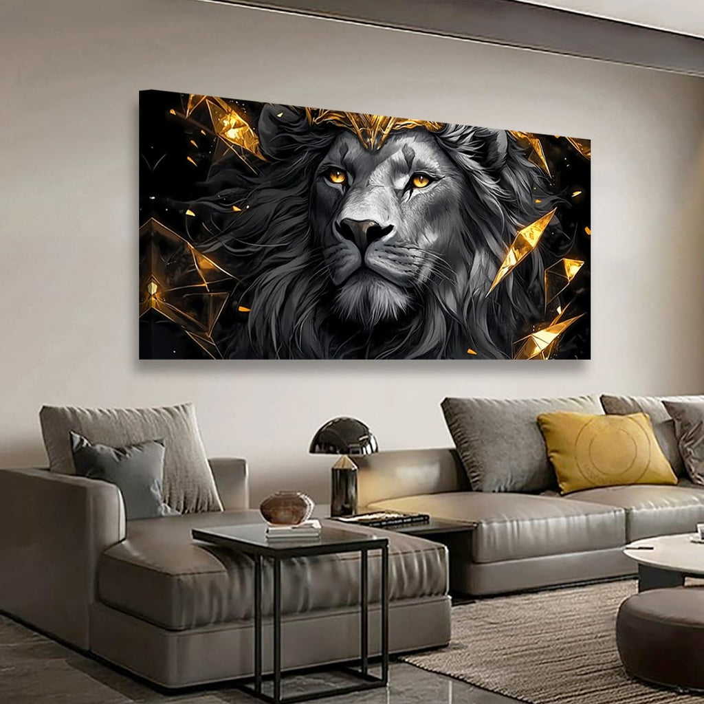 Black Lion Pictures Canvas Wall Art Office Bedroom Wall Decor, Beast of Prey Wall Art Print Modern Noble Black Lion
