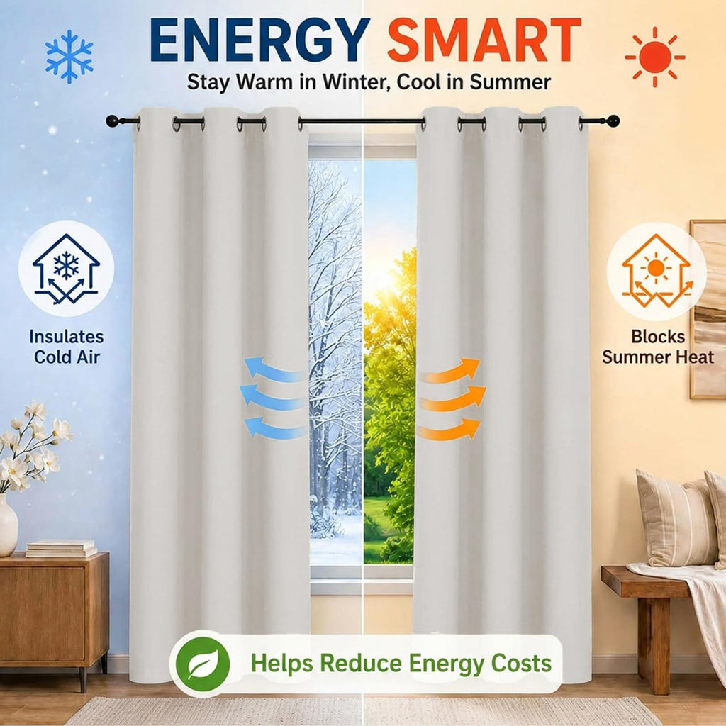 Grommet Blackout 108 Inch Long Curtains 2 Panel for Large Living Room/Patio/Sliding Door, Solid Total Darkness