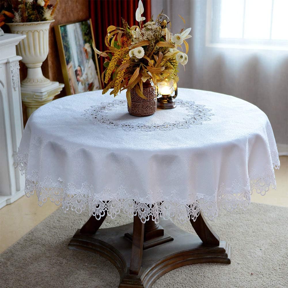 Round Tablecloth Lace Rustic Macrame Embroidered Table Cloths for Harvest Dresser Decor Farmhouse Ki
