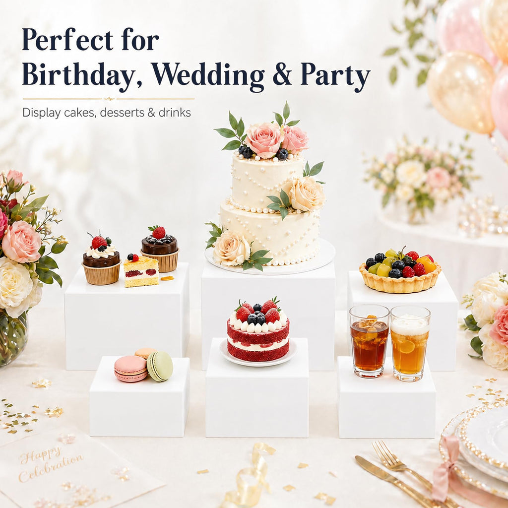 6Pcs Buffet Risers, Acrylic Food Risers, Buffet Table Risers and Stand Shelf Desktop Display for Party Catering
