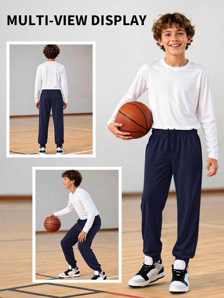 4 Pack Boys Sweatpants Athletic Joggers Pants for Youth Kids