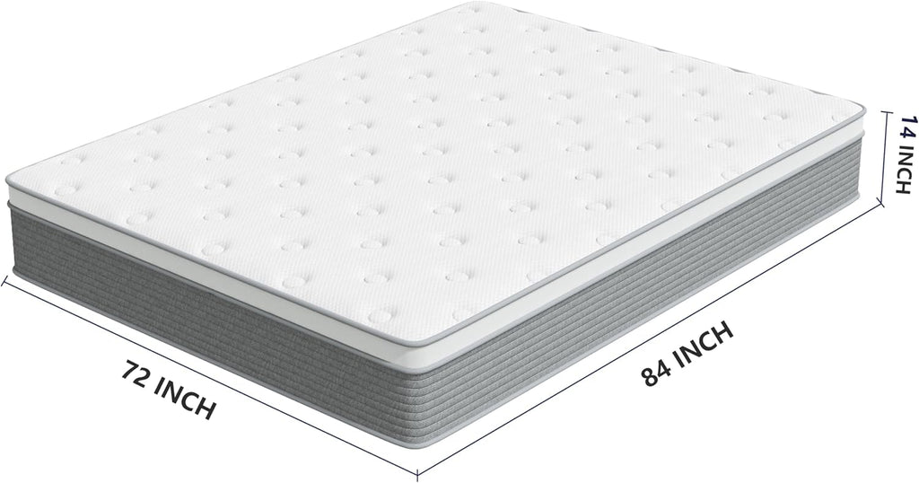 14 Inch Cal King Luxury Hybrid Mattress, Gel Foam & Pocket Spring | Cooling Gel Foam for Pressure Relief & Spine