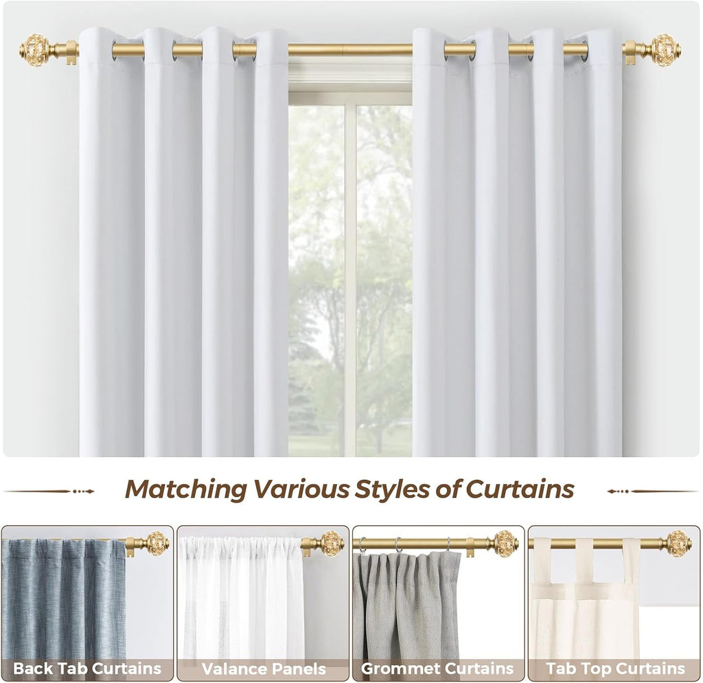 Curtain Rods, 7/8 Inch Telescoping Splicing Drapery Rods for Windows