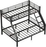 Twin XL Over Queen Bunk Bed, Heavy Duty Queen Bunk Bed for Adults