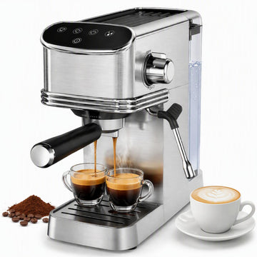 20-Bar Espresso Machine with Milk Frother for Ground & Capsule