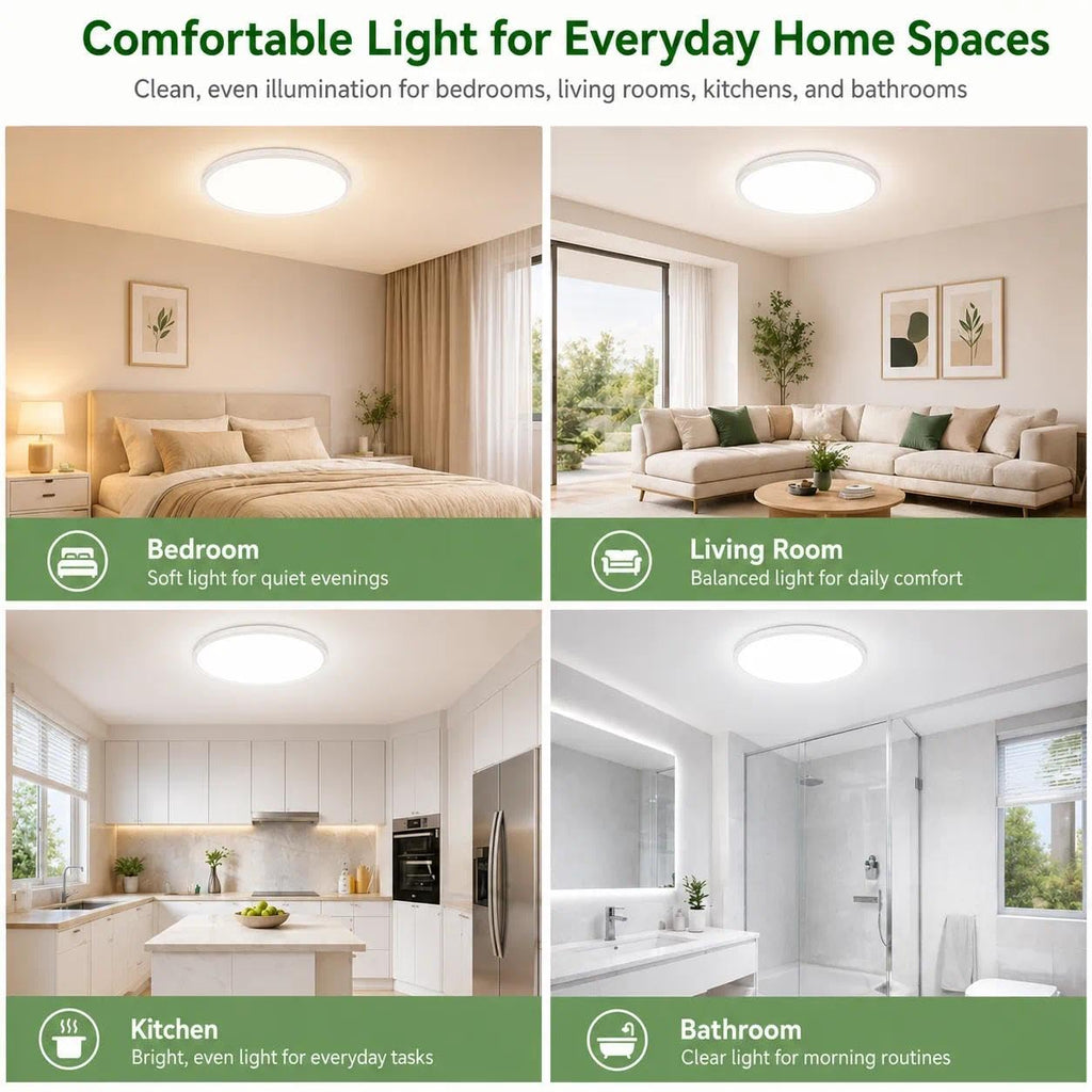 4Pack LED Flush Mount Ceiling Light, 12 Inch 24W Dimmable Round Ceiling Fixture, Black Low Profile Hardwired Ceiling