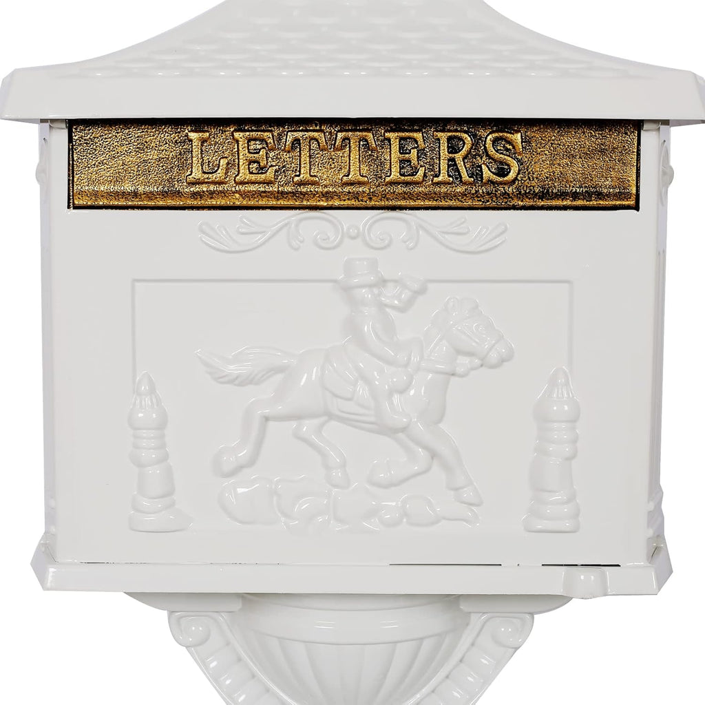 Classic White Cast Aluminum Mailbox & Postal Box