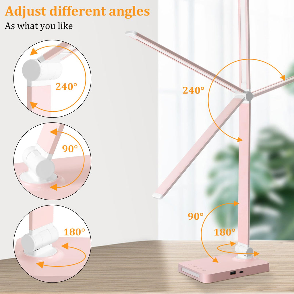 LED Desk Lamp with USB Ports,Touch Desk Lamps with 5 Modes