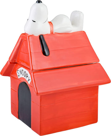 Classic Snoopy Doghouse Cookie Jar, 11.2-Inch Ceramic Jar With Lid, Vintage Cartoon Collectible Kitchen Storage
