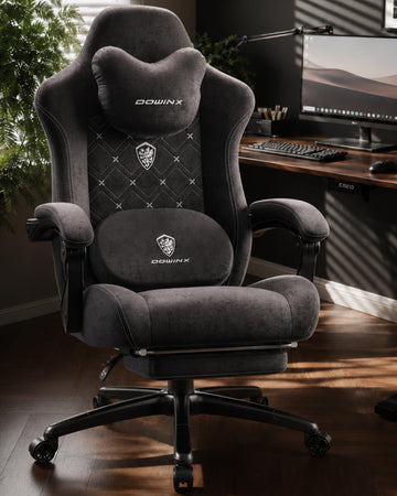 Gaming Chair with Heated Massage Lumbar Support,Big and Tall Fabric Gaming Chairs for Adults with Footrest, Ergonomic