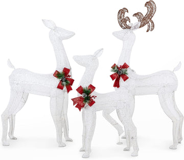 5Ft 3-Piece LED Lighted Christmas Deer Family Outdoor Yard Decorations,3D Super Large Christmas Reindeer