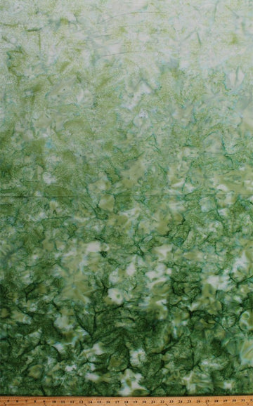 Cotton Batik Green Ombre Gradations Variations Mottled Style Hand Painted Batik Cotton Fabric Print by The Yard