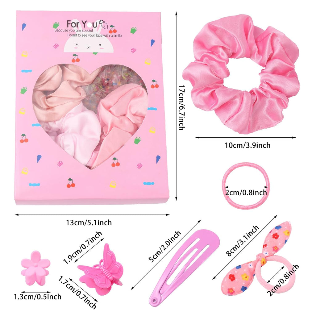 Hair Accessories Set for Girls,Toddler Colorful Elastic Hair Ties with Gift Box 505PCS, Cute Rabbit Ear Hair Ties