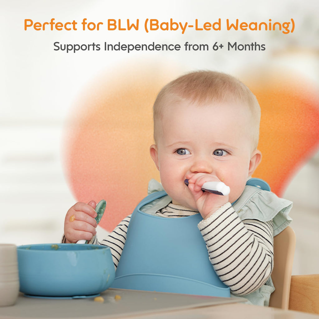 Baby Spoons Self Feeding 6 Months, 2-Pack Red/Orange