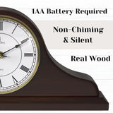 Mantel Clock Battery Operated - Wooden Mantle Clock - 15x7.5 - Silent, Made of Real Wood & Easy to Read