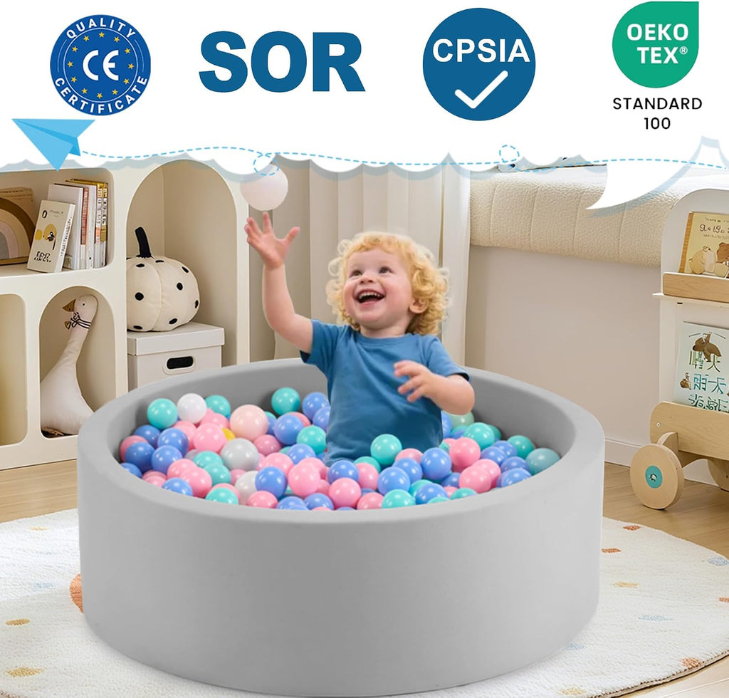35.4" x 11.8" Foam Ball Pit for Toddlers, Baby Round Balls Pool for Babies 1-3, Kids Play Ball Pits for Boys