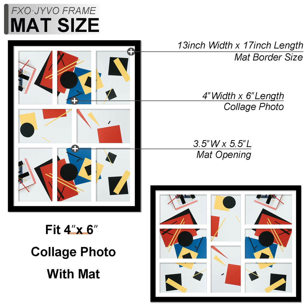 13x17 Collage Picture Frame for Wall Decor, 8-Opening for 4x6 Photo Frames