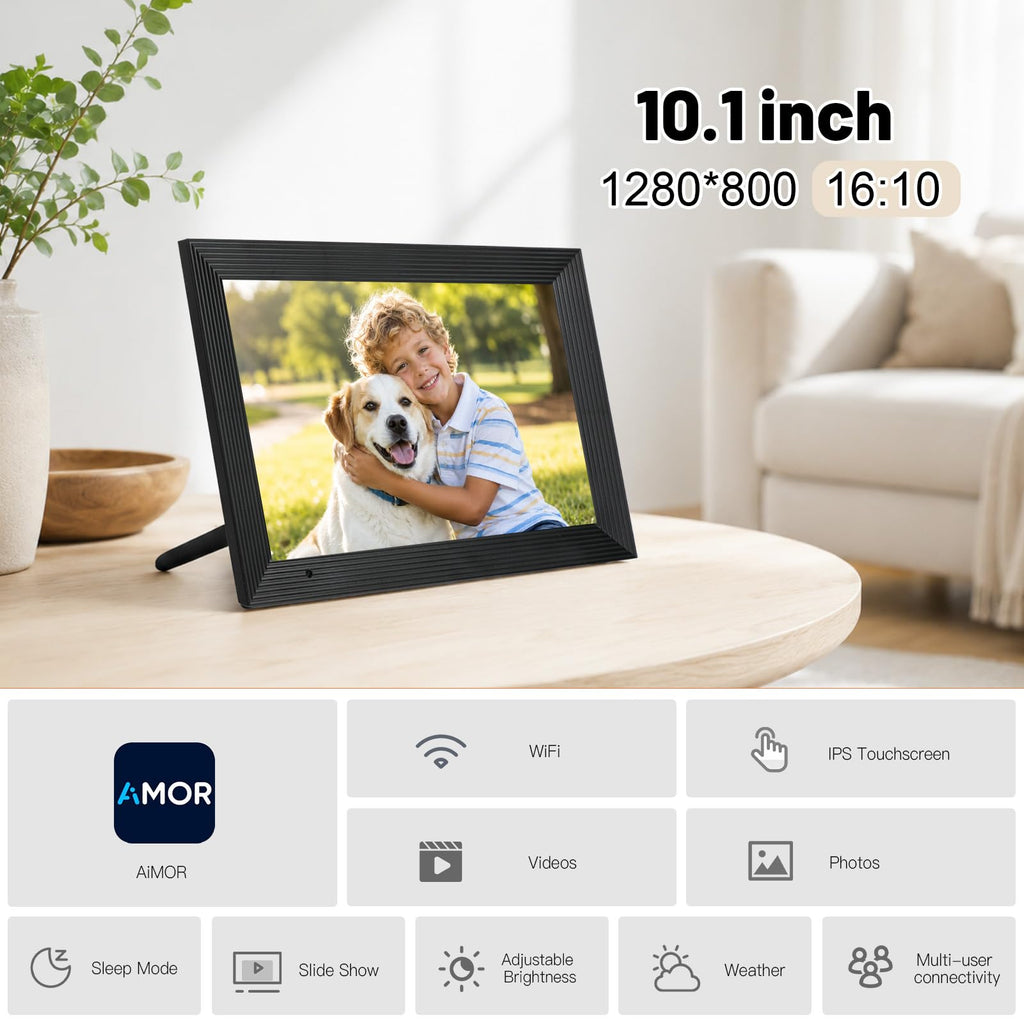 Digital Picture Frame, 10.1 Inch Touch Screen Smart Photo Frame