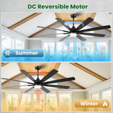 84" Ceiling Fan with LED Light and Remote - Matte Black