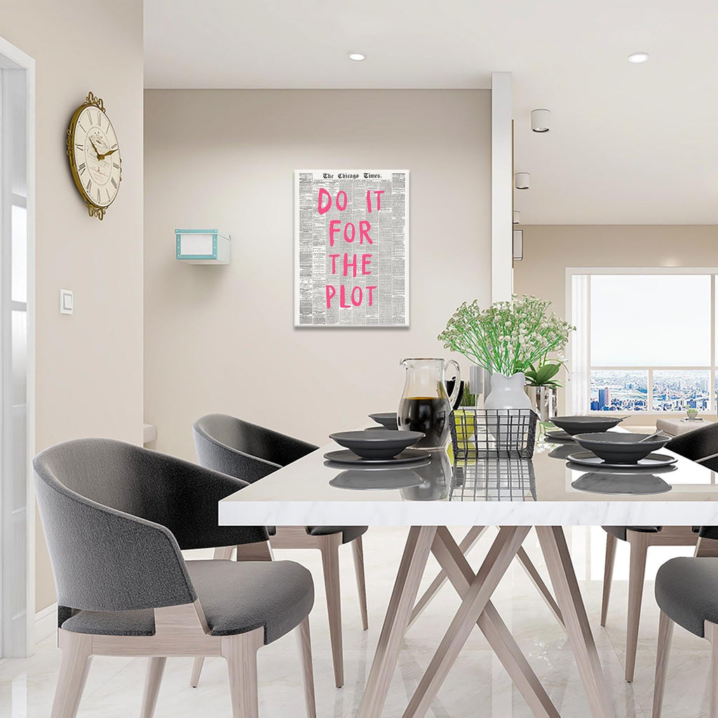 Retro Black And White Chicago Newspaper Poster Pink Trendy Preppy Apartment Motivational Affirmation Do It For The