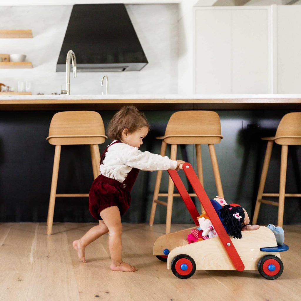 Walker Wagon - Wooden Baby Push Walker, Sit to Stand Walker for Baby Learning to Walk, Push Toys for Toddlers 1-3