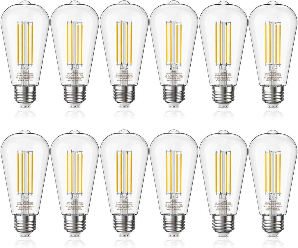 Edison Light Bulbs 5.5W, 60W Equivalent Dimmable Vintage LED Light Bulbs, 500LM E26 Medium Base Soft White 2700K LED
