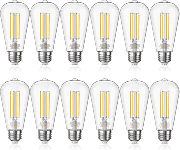 Edison Light Bulbs 5.5W, 60W Equivalent Dimmable Vintage LED Light Bulbs, 500LM E26 Medium Base Soft White 2700K LED