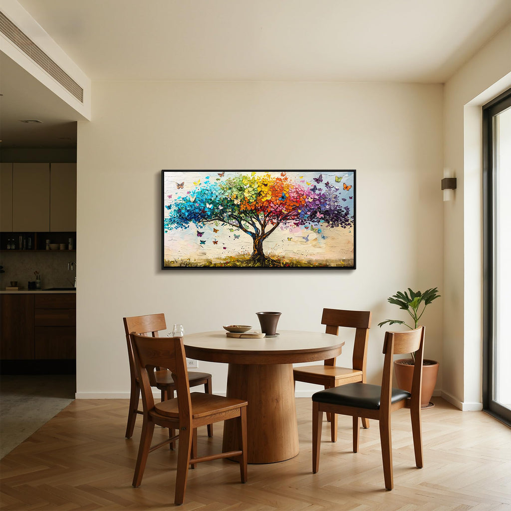 Framed Tree of Life Wall Art, Butterfly Canvas Prints 20"x40"