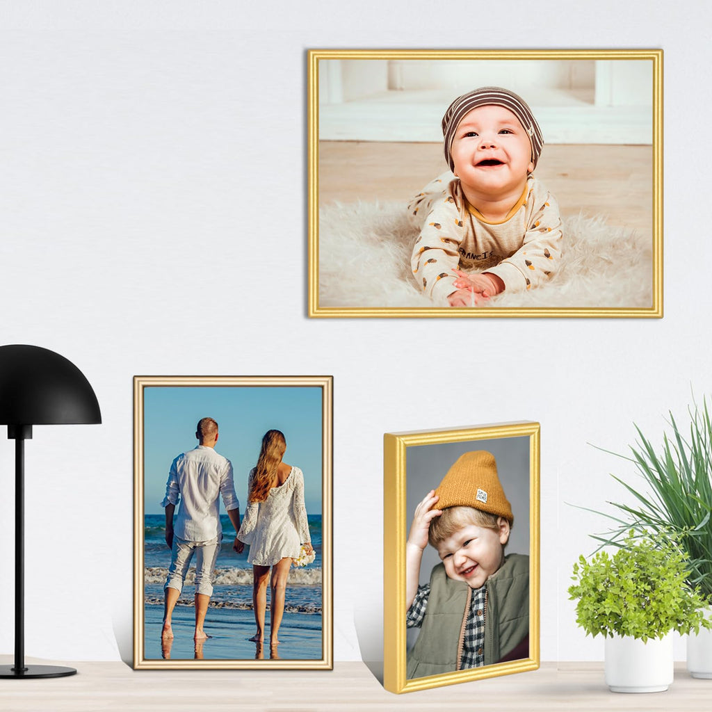 5x7 Picture Frame 2Pack Brass Thin Metal HD Glass Wall/Table
