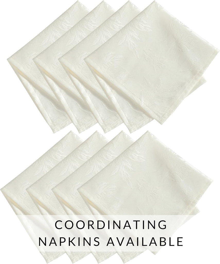 Home Fashions Elegant Woven Leaves Jacquard Damask Wrinkle Resistant Tablecloth, 60" x 120", Oblong,