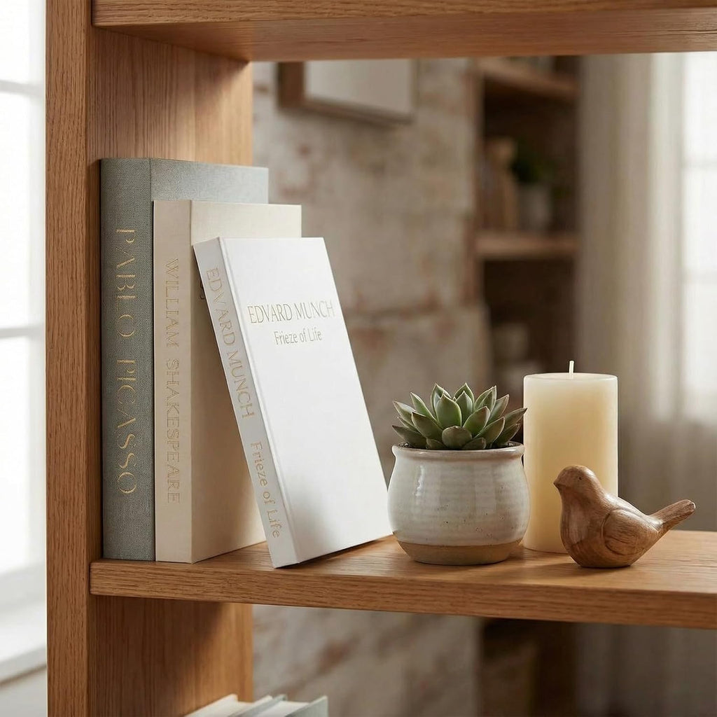 Decorative Books Decor-Set of 3 Linen Aesthetic Fake/Faux Books for Coffee Table/Bookshelf/Mantel Shelf Decoration