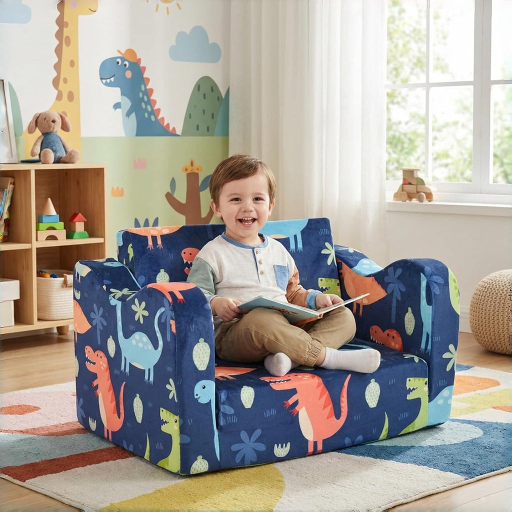 Toddler Couch, in-1 Dinosaur Kids Couch Fold-Out Kids Sofa