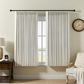 Pinch Pleated Linen Curtains (Set of 2 Panels) 100% Blackout 95 Inches Long
