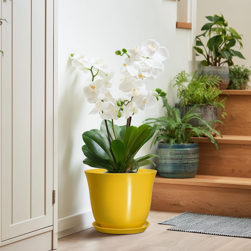 Ceramic Planter, 10 Inch Plant Pot for Indoor, Yellow