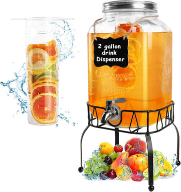 2 Gallon Jars, Ice Juice Dispenser(1 Pack Jar)
