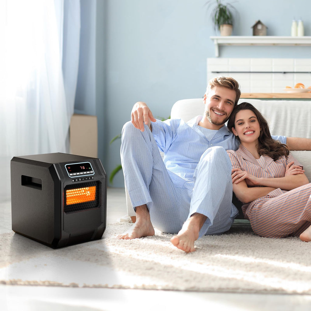 Electric Space Heater with Remote 1500W Quartz Infrared Heater Black