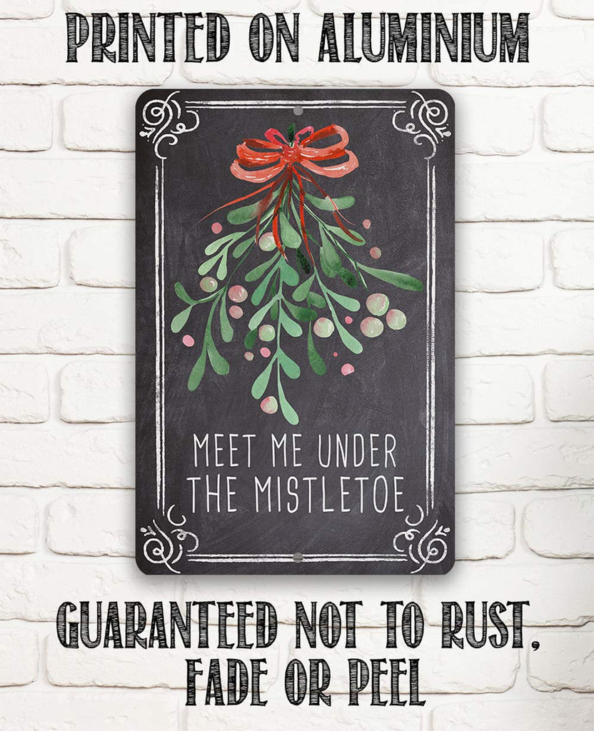 Christmas Home Decor - Meet Me Under Mistletoe - Metal Sign - Winter Holiday Decorations Indoor/Outdoor - Home Decor