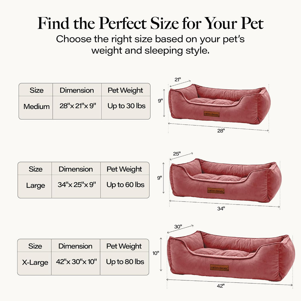 Luxury Dog Bed - Comfortable Tufted Velvet Cushion for Small to Large Dogs - Machine Washable - Durable & Cute Sleep