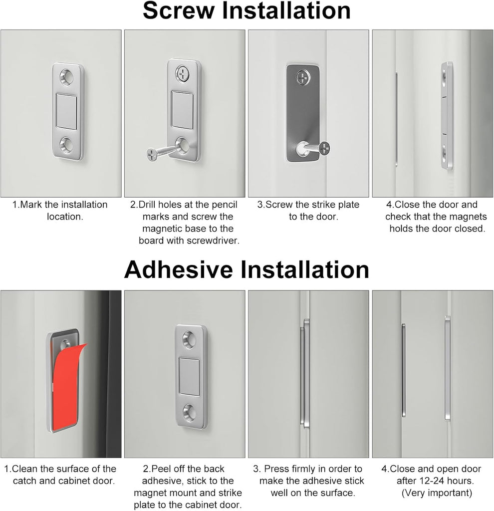 Drawer Magnets 12 Pack Ultra Thin Cabinet Door Magnet Stainless Steel Magnetic Cabinet Latches Hardware Cabinet Magnets