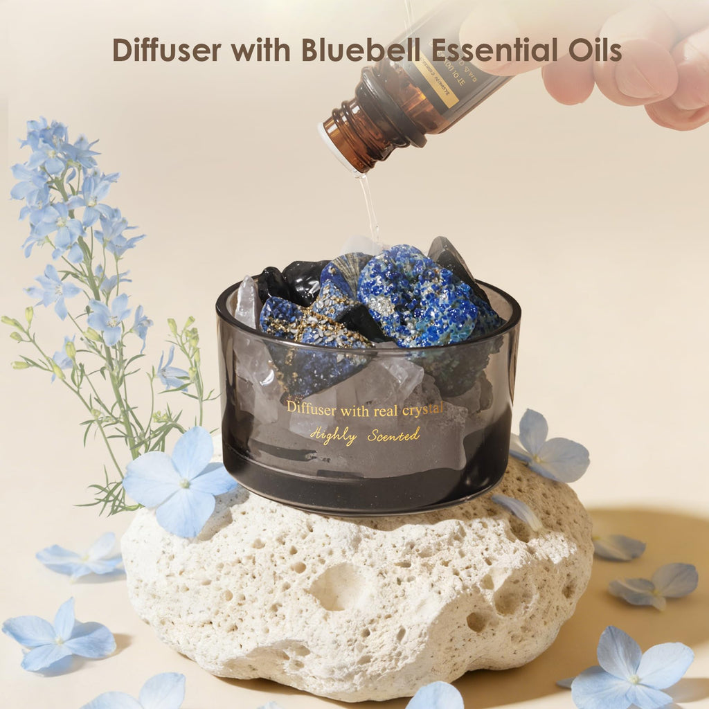 Crystal Stone Aroma Diffuser with Essential Oils Bathroom Office, Home Decor & Fragrance 2 in 1, Chic Aromatherapy